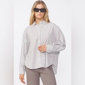 Stateside‎ 80's Poplin Stripe Dolman Shirt in Twig